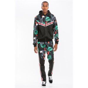 New! Men's Printed Botanical Tracksuit Set